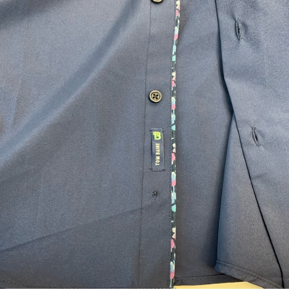 TOM BAINE Men's Size XXL Blue Performance Collection Slim Fit Long Sleeve Shirt. - Picture 3 of 7